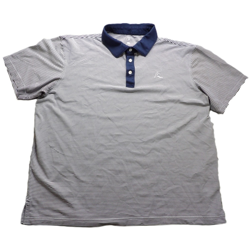 Rhoback Performance Polo Shirt Men XL Blue White Striped Golf Stretch Athletic